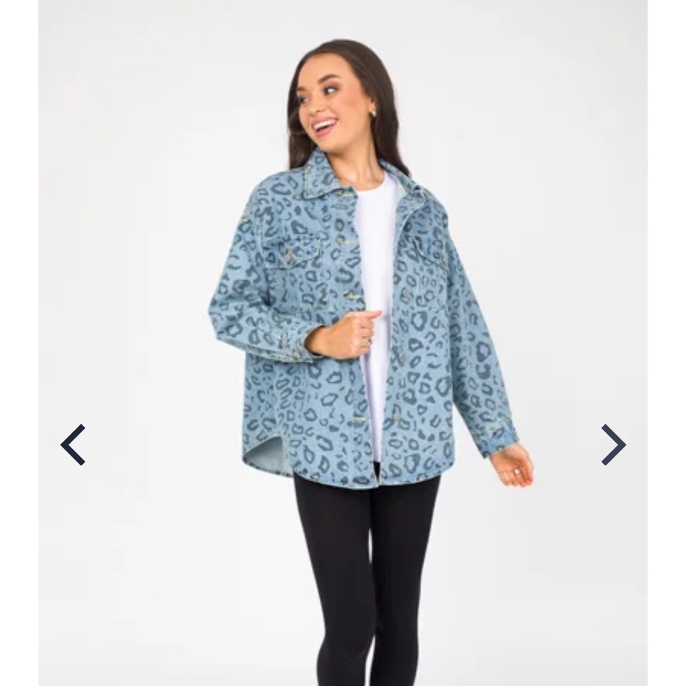 Light Blue Leopard Print Jacket